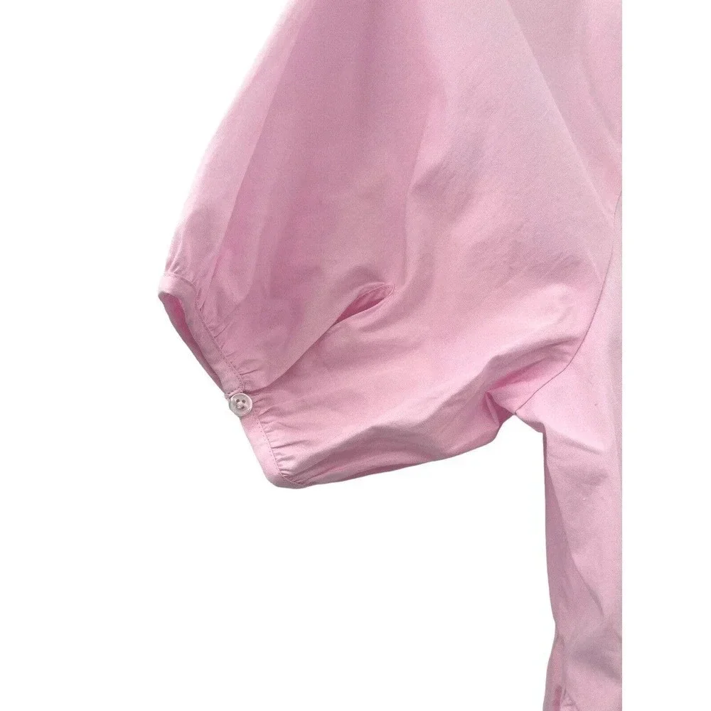 Hill House The Francesca Top Peplum Puff Sleeve Ballerina Pink Size Small NWT